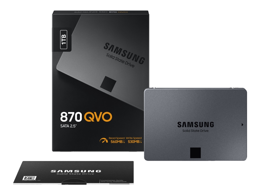 870 Qvo Mz 77q1t0bw   Ssd   Krypteret   1 Tb   Intern   2.5"   Sata 6gb S   Buffer: 1 Gb   256 Bit Aes   Tcg Opal Encryption fra Samsung