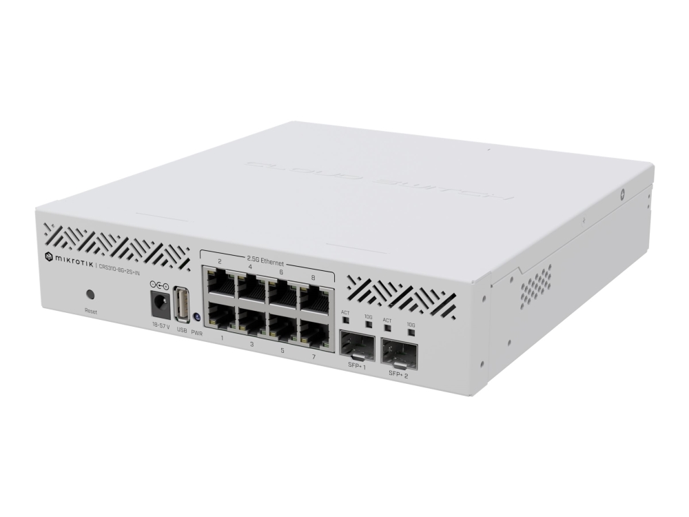Crs310 8g+2s+in   Switch   L3   8 X 2.5gbase T + 2 X 10 Gigabit Sfp+   Desktop, Monterbar På Stativ fra Mikrotik
