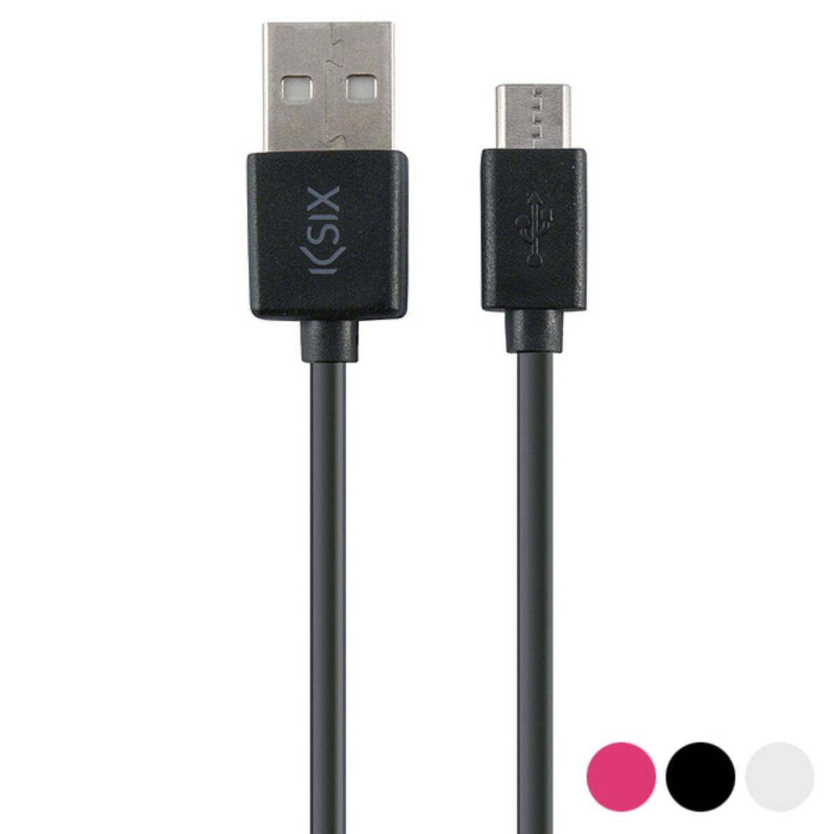 Usb Kabel Til Micro Usb   1 M Sort fra Ksix